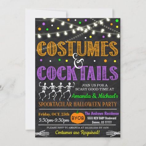 $3.40 | Costumes And Cocktails Halloween Invitation | Halloween Invitations | halloween party, halloween invitation, party invitation, boos and brews, cheers witches, costumes and cocktails, fall invitation, holiday invitation, adult halloween party, cocktails party Costumes And Cocktails, Cheers Witches, Ghouls Night, Bachelorette Invite, Cocktail Party Invitation, Cocktails Party, Autumn Invitations, Boho Baby Shower Invitations, Adult Halloween Party