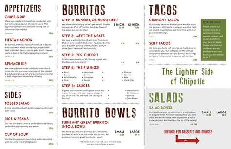 Chipotle Menu Reimagined on Behance Chipotle Menu, Chipotle Bowl, Resturant Design, Picante Sauce, Design Brief, Digital Menu, Soft Tacos, Menu Boards, Tossed Salad