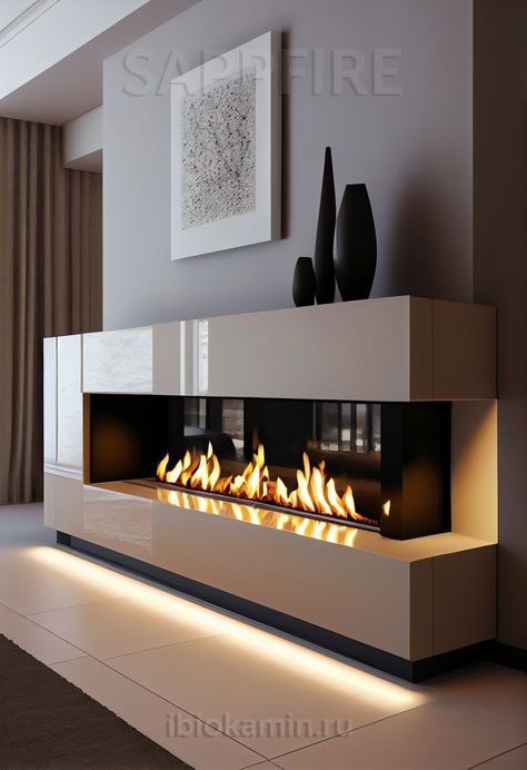 Modern Fireplace Ideas Living Rooms, Led Fireplace, Fireplace Dining Room, Fireplace Modern Design, Fireplace Bedroom, Fireplace Dining, Feature Wall Living Room, Dining Room Fireplace, Fireplace Living Room