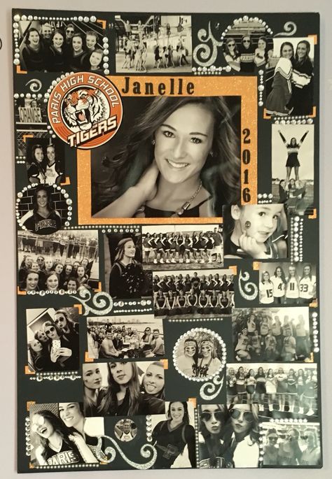 Senior Cheer Poster for Cheerleader #seniornight #seniorposter #cheer Senior Poster Board Ideas, Poster Board Ideas, Senior Table, Graduation Display, Senior Poster, Soccer Senior Night, Senior Board, Volleyball Senior Night, Basketball Senior Night