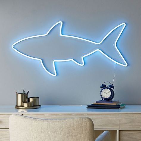 light | Pottery Barn Teen Shark Theme Room, Shark Bedroom, Shark Room, Ocean Room Decor, Ocean Bedroom, Home Decor Ideas Kitchen, Surf Room, Shark Decor, Decor Ideas Kitchen