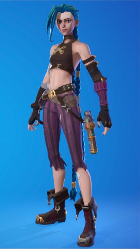 Jinx Fortnite Skin, Jinx Dress To Impress, Get Jinx, 3d Games, Cosplay Halloween, Fnaf Drawings, Character Outfits, Harley Quinn, League Of Legends