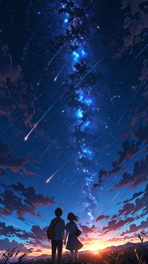 Starry night wallpaper Galaxia Wallpaper, Starry Night Wallpaper, Sky Anime, Romantic Wallpaper, Dreamy Artwork, Fantasy Wall Art, Sailor Moon Wallpaper, Cute Galaxy Wallpaper, Sunset Quotes