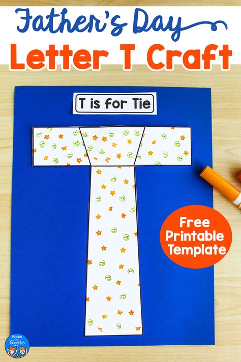 This letter T craft for preschoolers is easy to make with a free printable template! Grab some stamp markers or other stamps for an adorable alphabet activity to make around Father's Day. There's a worksheet version too! Kids stamp the page and glue on the tie knot shape. It makes for a fun reminder that the letter T has the same initial sound as the word tie. Letter T Crafts For Preschool, Letter T Craft, Letter T Crafts, Letter T Activities, Alphabet Letter Activities, Craft For Preschoolers, Alphabet Activity, The Letter T, Kids Stamps