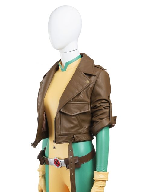 X-Men Rogue Anna Marie Halloween Cosplay Costume Brown Short Jacket - Magic Wardrobes Xmen Rogue Cosplay, X Men Movie, Rogue Cosplay, Gothic Coat, Costumes For Halloween, Anna Marie, Steampunk Corset, Costume Inspo, Blue Beetle