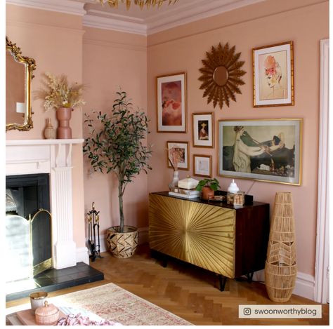 Pink Moulding Wall, Dried Plaster Craig And Rose, Soft Pink Living Room Ideas, Plaster Pink Living Room, Setting Plaster Living Room, Pink Wall Living Room, Soft Pink Living Room, Pink Walls Living Room, Dusty Pink Living Room