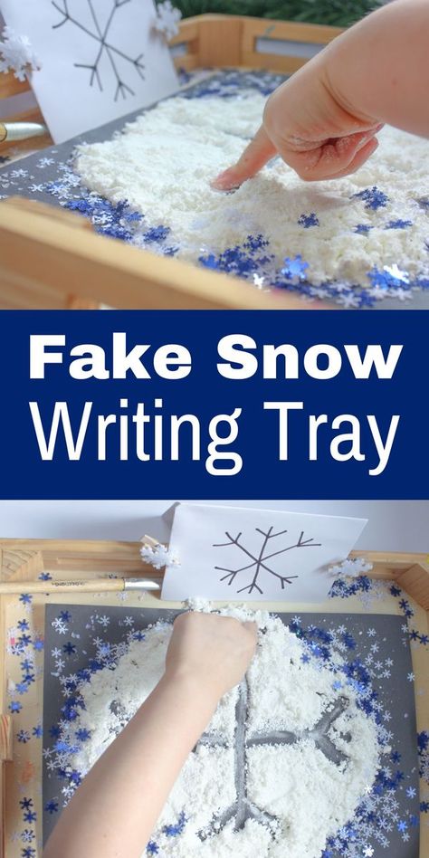 This fake snow writing tray activity is a great sensory activity that helps to build fine motor skills, while keeping within a fun, winter theme. Winter Activities Preschool, Handwriting Activities, Snow Theme, Snow Activities, Physical Education Activities, Fake Snow, Winter Kindergarten, Winter Activities For Kids, Sensory Activity