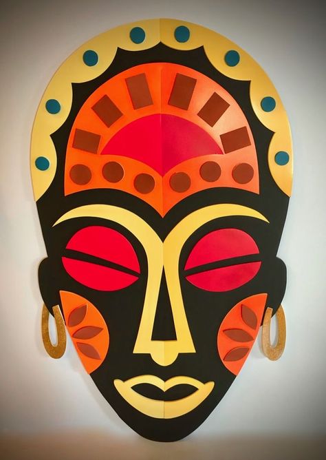 African Masks For Kids, African Masks Art, African Art Projects, African Theme, Mask Drawing, African Crafts, Mask Designs, Mask Painting, African Paintings