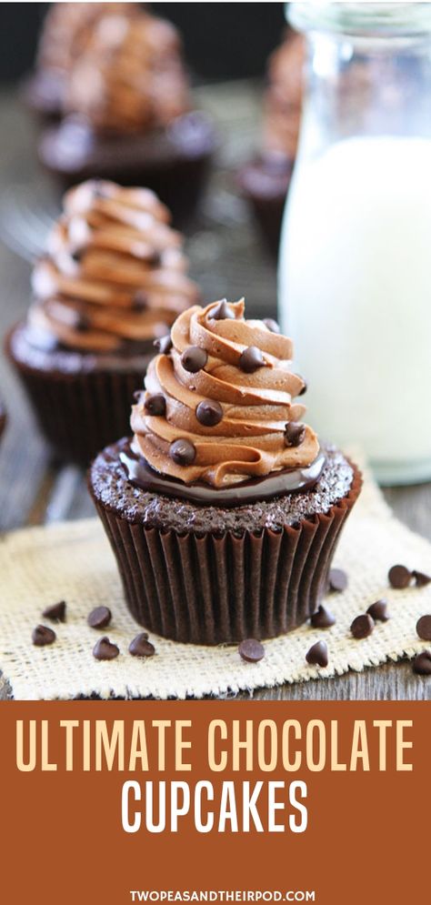 Best Chocolate Buttercream Frosting, Chocolate Cupcake Recipe, Best Chocolate Cupcakes, Cupcake Recipes Chocolate, Cupcake Recipe, Köstliche Desserts, Baking Cupcakes, Yummy Cupcakes, Dessert Cupcakes