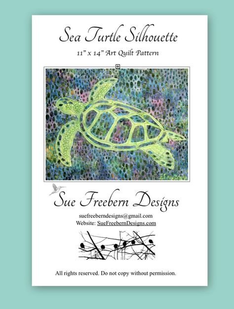 INSTANT PATTERN: Sea Turtle Silhouette Art Quilt Pattern | Etsy Turtle Quilt Pattern, Art Quilt Patterns, Sea Turtle Silhouette, Sea Turtle Quilts, Collage Wall Decor, Turtle Silhouette, Turtle Quilt, Art Sewing, Ocean Underwater