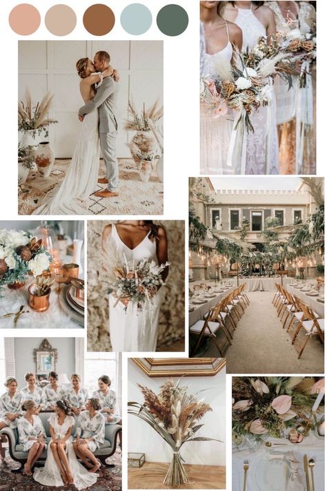 Champagne And Eucalyptus Wedding Colors, Soft Wedding Color Schemes, Emerald And Neutral Wedding, Simple Wedding Neutral Colors, Tan Green And White Wedding, Nuetral Pallete Wedding Spring, Neutral Wedding Color Pallete, Taupe Wedding Theme Colour Schemes, Emerald Taupe Peach Wedding