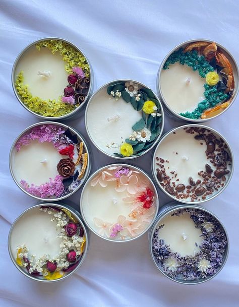 Floral Scented Candle | Botanical Candle | Soy Candle | Housewarming gift | 4 oz Candle | gift for her | Special Candle | Aesthetic Candle by ChiieCollections on Etsy Lavander Candle, Candle With Flowers, Earthy Candles, Candle Making Recipes, Botanical Candle, Aesthetic Candle, Flower Scent, Summer Candles, Floral Candle