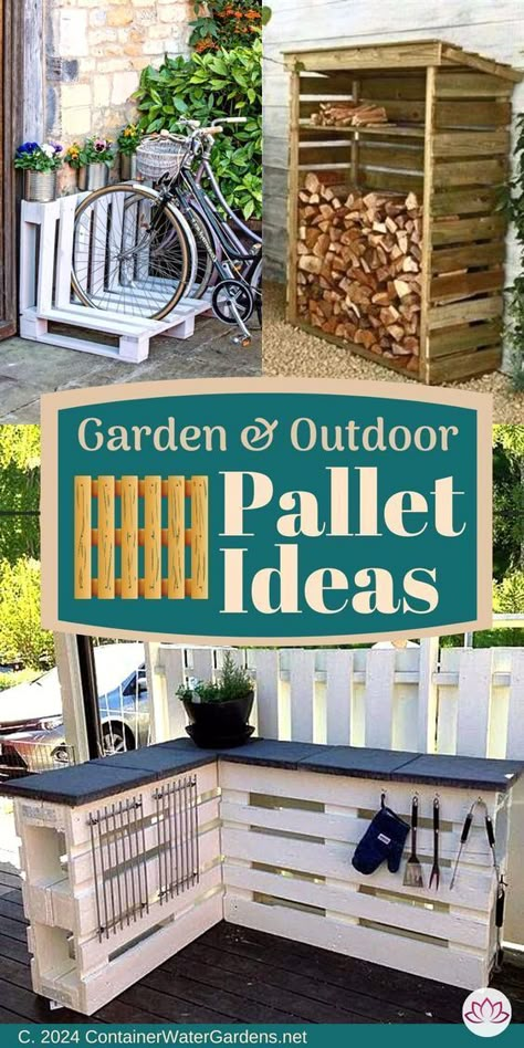 Add more function and value to your backyard landscape and patio with these easy and moderately easy to make Pallet Projects. Pallet sofas, potting benches, patio bars, porch swings, and more! Outdoor Ideas With Pallets, Pallet Project Ideas Diy, What Can I Make With Pallets, Diy Pallet Projects For Outside Gardens, Easy Outdoor Diy Projects, Upcycle Backyard Ideas, Wooden Pallet Projects Garden, Backyard Pallet Ideas Diy Projects, Pallet Outdoor Projects