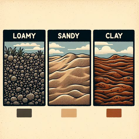 Three Garden Soil Types Chart Types Of Soil Chart, Types Of Soil Project, Discovery Table, Peat Soil, Planet Coloring Pages, Garden Notes, Type Chart, Soil Types, How To Garden