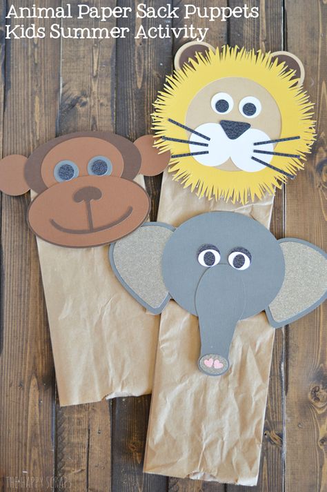 DIY Animal Paper Sack Puppets Kids Summer Activity Sack Puppets, Puppets For Kids To Make, Childcare Crafts, Safari Crafts, Children's Theatre, Paper Sack, Theatre Inspiration, Puppets For Kids, Paper Bag Crafts