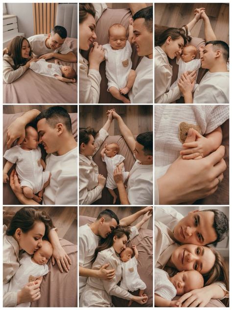 1 Month Old Baby Pictures At Home, Baby Monthly Picture Ideas, Newborn Family Shoot, Newborn Family Photoshoot, Newborn Family Pictures, Mother Baby Photography, Shooting Couple, Foto Newborn, Baby Announcement Pictures