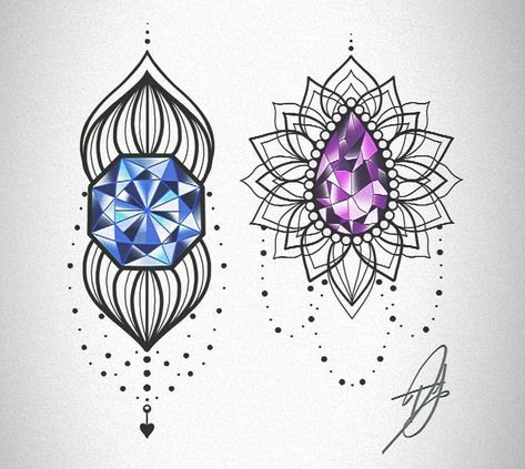 Gem Tattoo Design, Jewel Tattoo Design, Led Zeppelin Tattoo, Ornate Tattoo, Classy Tattoo, Stone Tattoo, Gem Tattoo, Rose Hand Tattoo, Jewel Tattoo