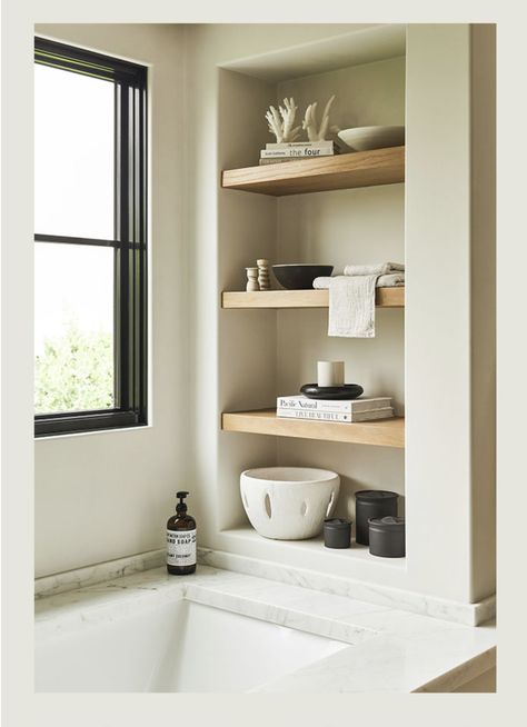 Niche Shelves, Bathroom Niche, Bath Shelf, Upstairs Bathrooms, Modern Shower, Cotton Texture, Bath Room, Bathroom Renos, Shelf Styling