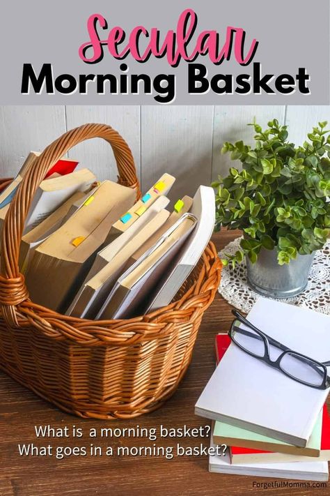 Intrigued by the idea of a having morning basket? Here is what you need to know about having a secular morning basket in your homeschool. Homeschool Unschooling, Homeschool Morning Basket, Third Grade Homeschool, Morning Baskets, Homeschool Room Organization, Homeschool Space, Book Basket, Secular Homeschool, Third Grade Activities