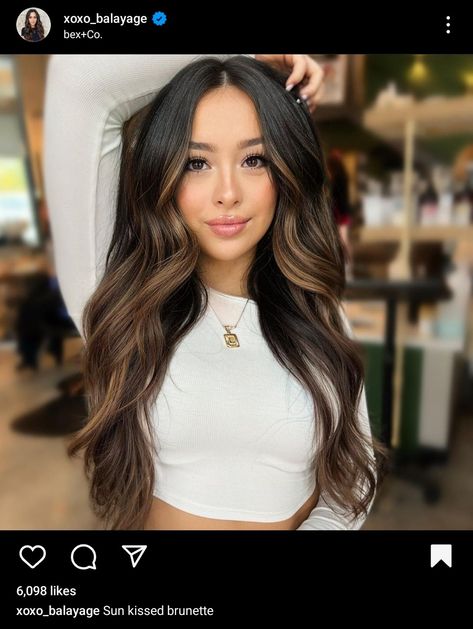 Garnier Hair Color, Black Hair Balayage, Brown Hair Looks, Brown Hair Inspo, Brunette Hair With Highlights, Dark Hair With Highlights, Brunette Balayage Hair, Brown Hair Balayage, Hair Color Balayage