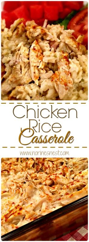 Chicken Rice Casserole is comfort food at it's best! This simple to make yummy… Chicken Flavored Rice, Chicken And Rice Casserole, Creamy Chicken And Rice, Chicken Rice Casserole, Sweet Potato Recipes Casserole, Easy Dinner Recipes Crockpot, Healthy Potato Recipes, Potatoe Casserole Recipes, Chicken Tender Recipes