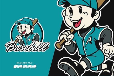 Vector cute boy baseball mascot vector i... | Premium Vector #Freepik #vector Baseball Mascots, Image Illustration, Premium Vector, Graphic Resources, Vector Illustration, Baseball, ? Logo, Logos