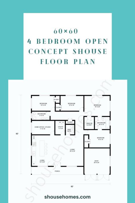 Building a shouse is such a great option for builders or craftspersons. By having the shop and house connected under the same roof, one can have the convenience of working from home with the professional setting and necessary equipments to get work done. In this attached article, we have put together some 4 bedroom shop house floor plans that you can either use yourself or use as inspiration for your own design. Find them at: shousehomes.com Shop House Floor Plans, 60’s Bedroom, Bathroom Walk In Closet, Detailed House, What To Think About, Morton Building, Metal Building Home, Fantastic 4, Little House Plans