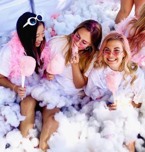 Cloud 9 Bid Day, Irl Pfps, Dreamy Photoshoot, Recruitment Themes, Sorority Ideas, Angel Energy, Bid Day Themes, Anniversary Photoshoot, Bubble Machine