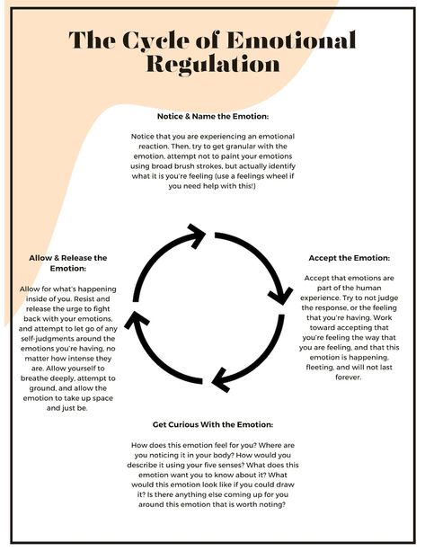 The Cycle of Emotional Regulation - Etsy Border Line, Mental Health Therapy, Mental Health Counseling, Writing Therapy, Emotional Awareness, Counseling Resources, Therapy Worksheets, Therapy Tools, Emotional Regulation