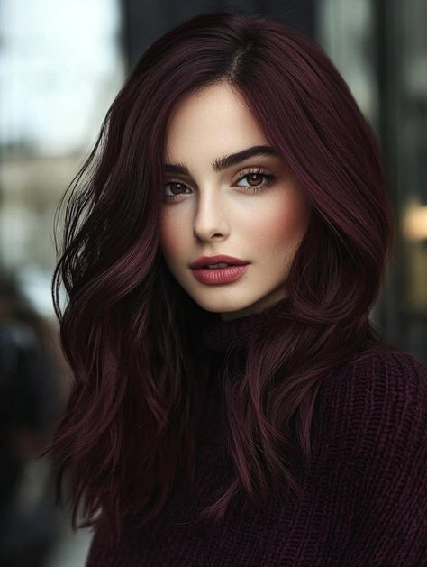 Dark Fall Hair Colors: Embrace Rich and Warm Autumn Tones Dark Hair Fair Skin Makeup, Hair Color For Professional Women, Deep Cool Brown Hair, Dark Cranberry Hair, Fall Hair Color For Brunettes With Red, 2024 Autumn Hair Trends, Auburn Dimensional Hair, Dark Red Hair Color Ideas For Brunettes, Warm Dark Hair Color