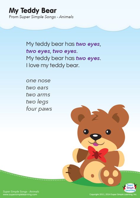 My Teddy Bear | Super Simple Songs Infant Songs, Preschool Bears, Bear Theme Preschool, Animal Song, A3 Size Paper, Kindergarten Esl, Teacher Documentation, Bears Preschool, My Teddy Bear