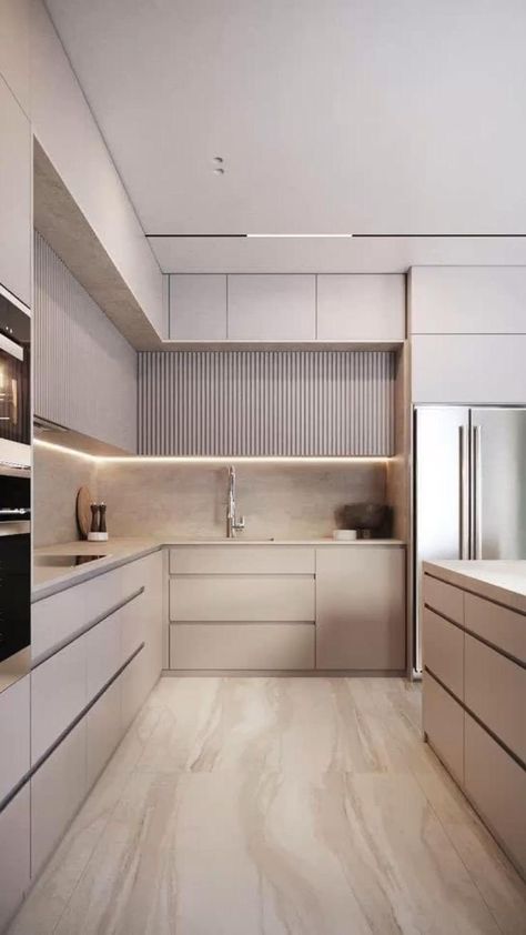 Latest Modular Kitchen Design, Modern Minimalist Kitchen, Classic Kitchen Design, Latest Kitchen Designs, Handleless Kitchen, Modular Kitchen Design, Minimalist Kitchen Design, Beige Kitchen, Kitchen Interior Design Modern