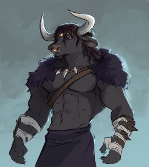 White Minotaur Dnd, Minotaur Woman Art, Minatour Art, Minotaur Sorcerer, Minatour Character Art, Minotaur Concept Art, Buffalo Minotaur, Dnd Minotaur Character, Minotaur Character Art