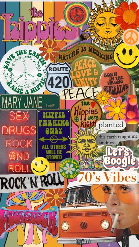 #hippie #hippies #hippieaesthetic #hippievibes #weed #70s #70saesthetic #colorful #fyp Hippie Mood Board, 70’s Aesthetic, Hippie Backpack, Creepy Faces, Phone Wallpaper Boho, Hippie Aesthetic, Peace Love Happiness, Hippie Painting, 70s Vibes