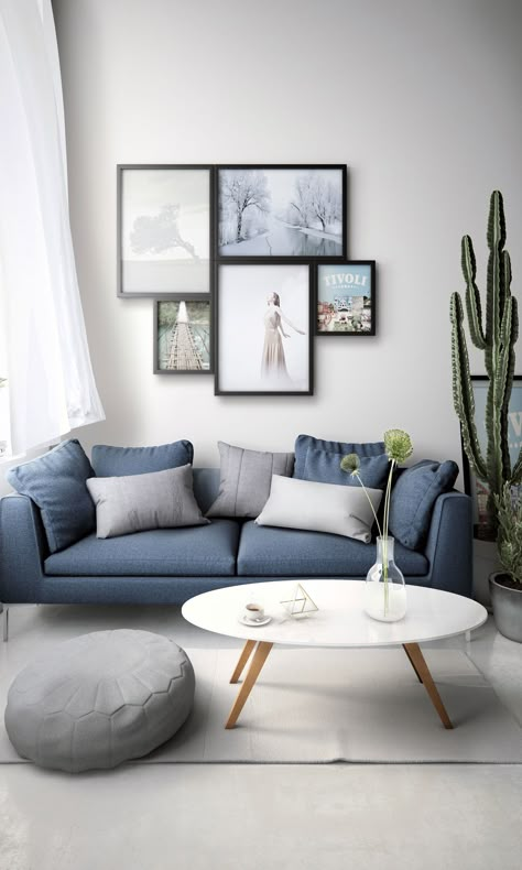 Minimalist Dekor, Decor Ikea, Living Room Scandinavian, Blue Living Room, Living Room Colors, Living Room Decor Apartment, Decor Minimalist, A Living Room, Minimalist Interior