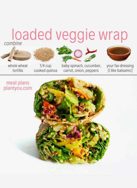 Lunch Ideas Vegan, Vegan On The Go, On The Go Recipes, Vegetarian Wrap, Easy Vegan Meal Plan, Recipes For School, Vegan Keto Diet Plan, Recipes For Work, Vegan Lunch Ideas