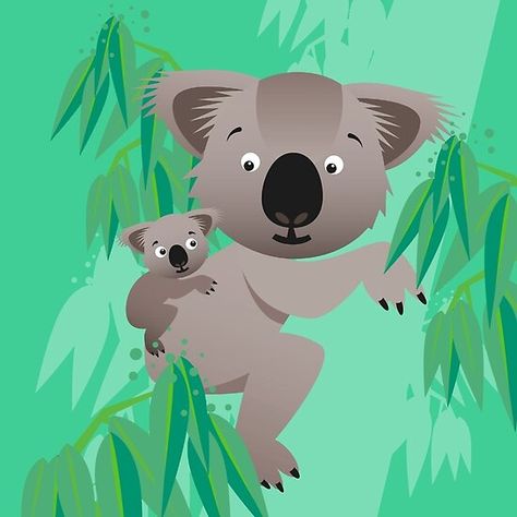 Koalas im Dschungel Koala Illustration, Art Prints For Kids, Fox Art Print, Cat Art Print, Lion Art, Fox Art, Kids Room Wall Art, Pop Design, Kids Art Prints