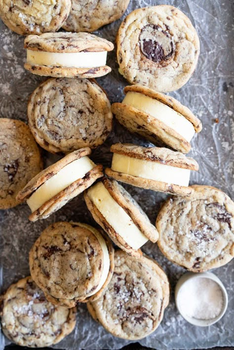 Cookie Thins Recipe, Olive Oil Ice Cream, Cookies Sandwich, Cookie Ice Cream Sandwich, Cloudy Kitchen, Cookie Ice Cream Sandwiches, Crispy Chocolate Chip Cookies, Ice Cream Sandwiches Recipe, Cookie Ice Cream