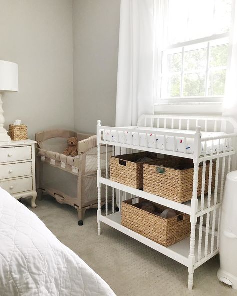 Changing Table In Parents Bedroom, Changing Table In Front Of Window, Nursery Diaper Changing Station Dressers, Mobile Above Changing Table, Small Changing Table Ideas, Neutral Changing Table, Changing Table Redo, Light Wood Baby Changing Table, White Changing Table Nursery