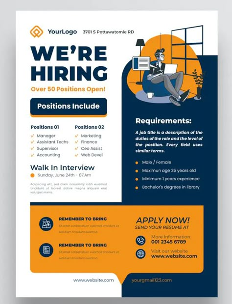 Company Job Hiring Flyer Advertisement Template AI, EPS, PSD Job Vacancy Advertisement Design, Job Poster Design Ideas, Job Flyer Design, Vacancy Flyer Design, Recruitment Flyer Design, Job Vacancy Poster Design, Job Advertisement Poster, Job Hiring Poster Creative, Flyers Design Layout