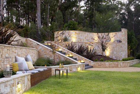 Backyard Hill Landscaping, Hill Landscaping, Sloped Backyard Landscaping, Sloped Yard, Sloped Backyard, Landscaping Retaining Walls, Tiered Garden, Hillside Landscaping, Sloped Garden