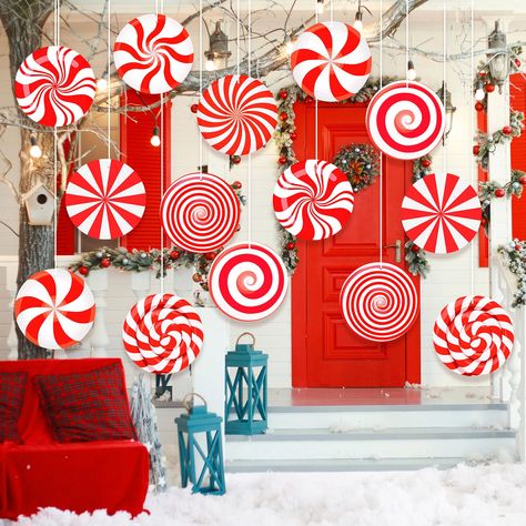 Christmas Peacock Decorations, Xmas Candy Decorations, Walk Through Christmas Display, Candy Cane Lane Christmas Decor Diy, Christmas Dance Decor, Northpole Christmas Decor, Whoville Christmas Decorations School, Modern Christmas Backdrop, Christmas Candy Land Theme Decorations