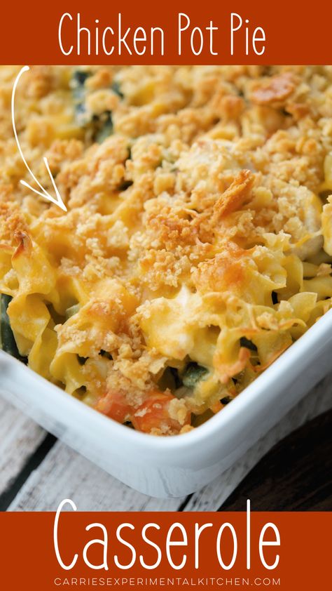 Ritz Cracker Crust, Chicken And Egg Noodles, Pot Pie Casserole, Chicken Pot Pie Casserole, Noodle Casserole Recipes, Ritz Cracker, Easy Chicken Pot Pie, Flavorful Vegetables, Pot Pies Recipes