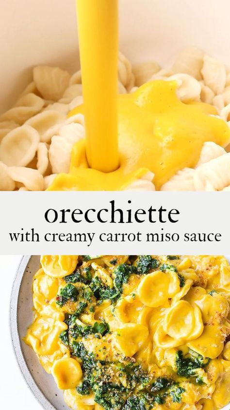 Orecchiette Pasta Recipes, Toasted Bread Crumbs, Carrot Sauce, Pasta Recipes Video, Carrot Pasta, Meal Planning Healthy, Sauce Video, Miso Sauce, Feasting At Home