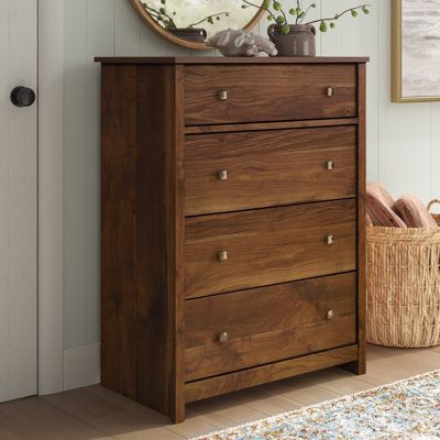 Rustic Wood Dresser, Farmhouse Chest Of Drawers, Dark Wood Dresser, Brown Dresser, 4 Drawer Dresser, Tall Dresser, Wooden Dresser, Bedroom Chest, Wood Chest