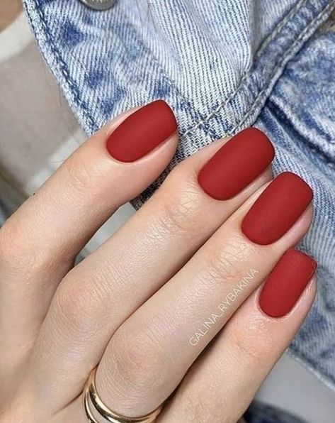 Red Matte Nails, Deep Red Nails, Red Christmas Nails, Matte Nails Design, Red Nail, Dipped Nails, Chic Nails, Fancy Nails, Nail Manicure