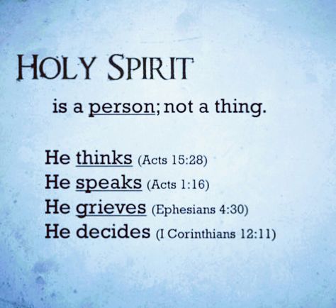 The Holy Spirit is a person; not a thing. Acts 1 8, Spirit Of Truth, Spirit Quotes, Bible Facts, Bible Knowledge, Bible Truth, Holy Ghost, Bible Prayers, The Holy Spirit