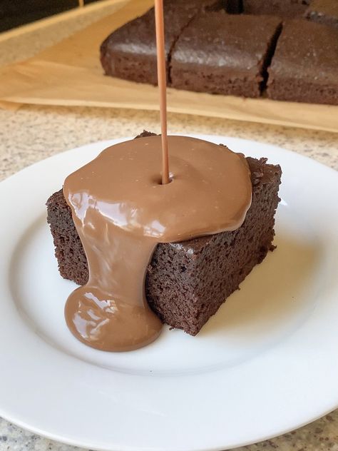 Old School Chocolate Cake with Chocolate Custard | Ash Baber Chocolate Cake And Custard, Chocolate School Cake Recipe, Carrabas Chocolate Dream Cake, Chocolate School Cake, Old School Chocolate Cake, Old School Desserts Uk, School Dinner Puddings, Chocolate Custard Cake, School Puddings British