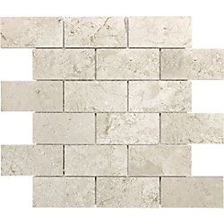 Sassi Silver Grey Tuscan Pattern Tumbled Mosaics | The Home Depot Canada Pattern Backsplash, Ivory Travertine, Craftsman Style Doors, Beveled Subway Tile, Kitchen Renovation Ideas, French Pattern, Ceramic Mosaic Tile, Bath Tiles, Country Cottage Style