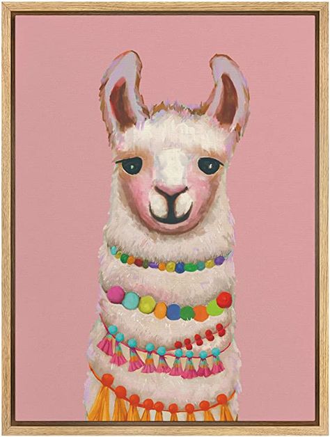 Llama Gifts, Oil Pastel Drawings, Watercolor Rainbow, Rainbow Necklace, Pastel Watercolor, Pastel Drawing, Framed Canvas Wall Art, Animal Illustration, Oil Pastel